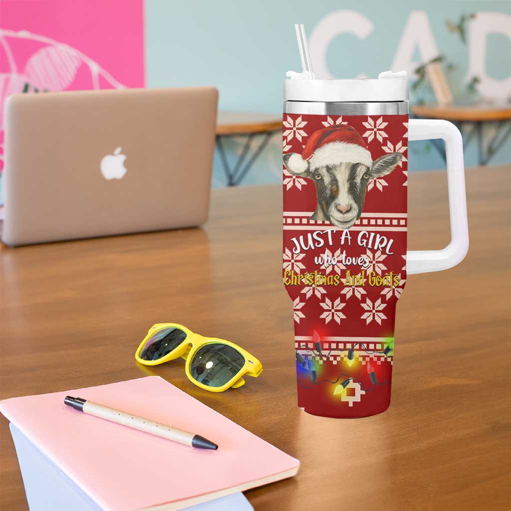 Just A Girl Who Loves Christmas And Goats Ugly Christma Tumbler With Handle Funny Xmas Holiday Patterns - Wonder Print Shop