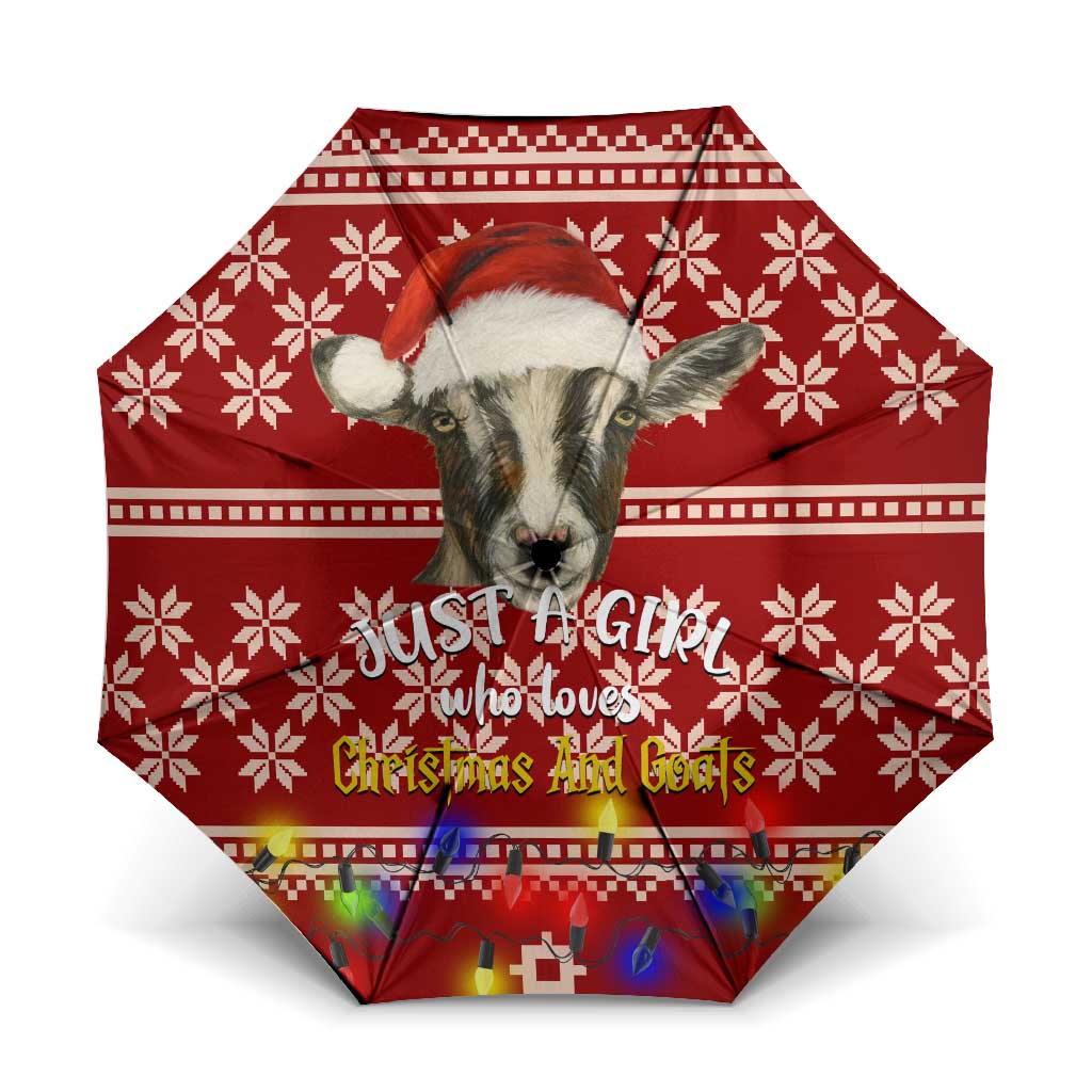 Just A Girl Who Loves Christmas And Goats Ugly Christma Umbrella Funny Xmas Holiday Patterns - Wonder Print Shop