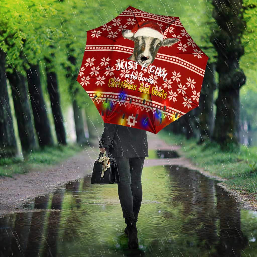 Just A Girl Who Loves Christmas And Goats Ugly Christma Umbrella Funny Xmas Holiday Patterns - Wonder Print Shop