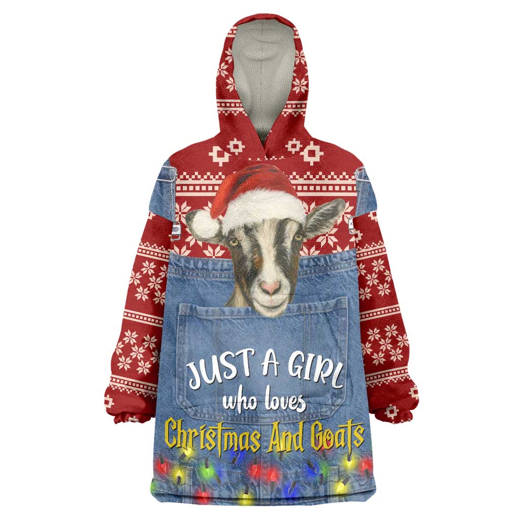 Just A Girl Who Loves Christmas And Goats Ugly Christma Wearable Blanket Hoodie Funny Xmas Holiday Patterns - Wonder Print Shop