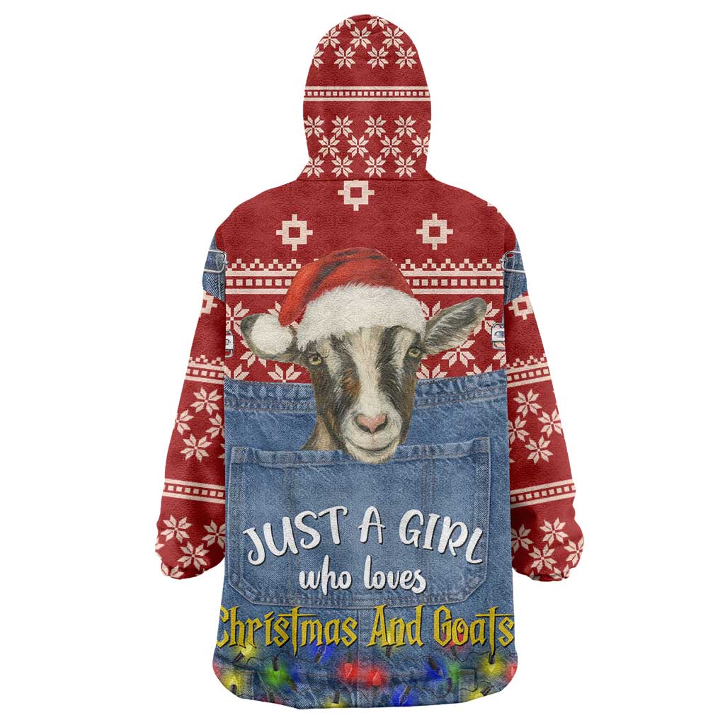Just A Girl Who Loves Christmas And Goats Ugly Christma Wearable Blanket Hoodie Funny Xmas Holiday Patterns - Wonder Print Shop