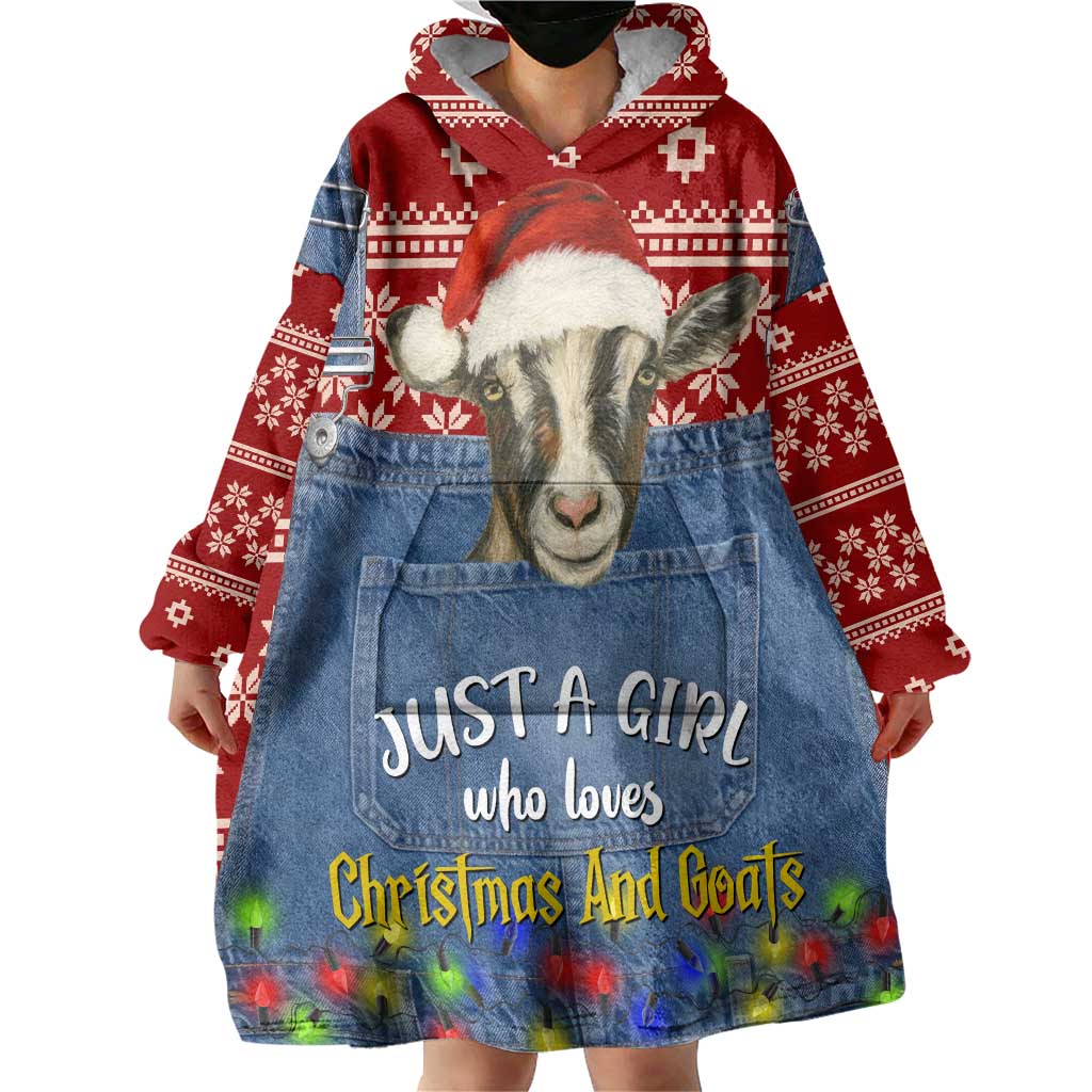 Just A Girl Who Loves Christmas And Goats Ugly Christma Wearable Blanket Hoodie Funny Xmas Holiday Patterns - Wonder Print Shop