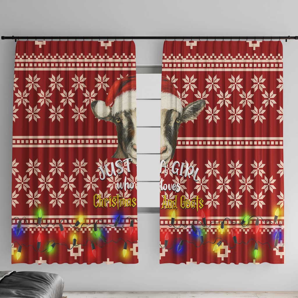 Just A Girl Who Loves Christmas And Goats Ugly Christma Window Curtain Funny Xmas Holiday Patterns - Wonder Print Shop