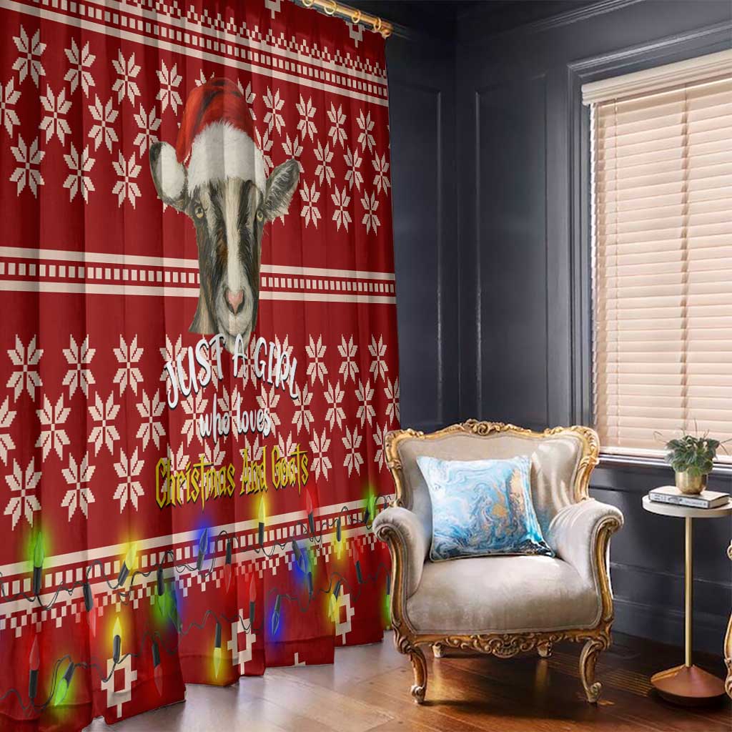 Just A Girl Who Loves Christmas And Goats Ugly Christma Window Curtain Funny Xmas Holiday Patterns - Wonder Print Shop