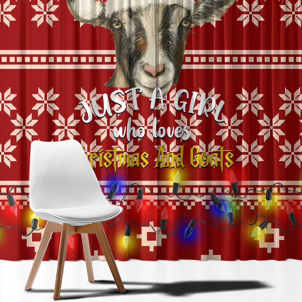 Just A Girl Who Loves Christmas And Goats Ugly Christma Window Curtain Funny Xmas Holiday Patterns - Wonder Print Shop