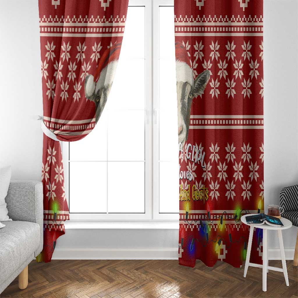 Just A Girl Who Loves Christmas And Goats Ugly Christma Window Curtain Funny Xmas Holiday Patterns - Wonder Print Shop