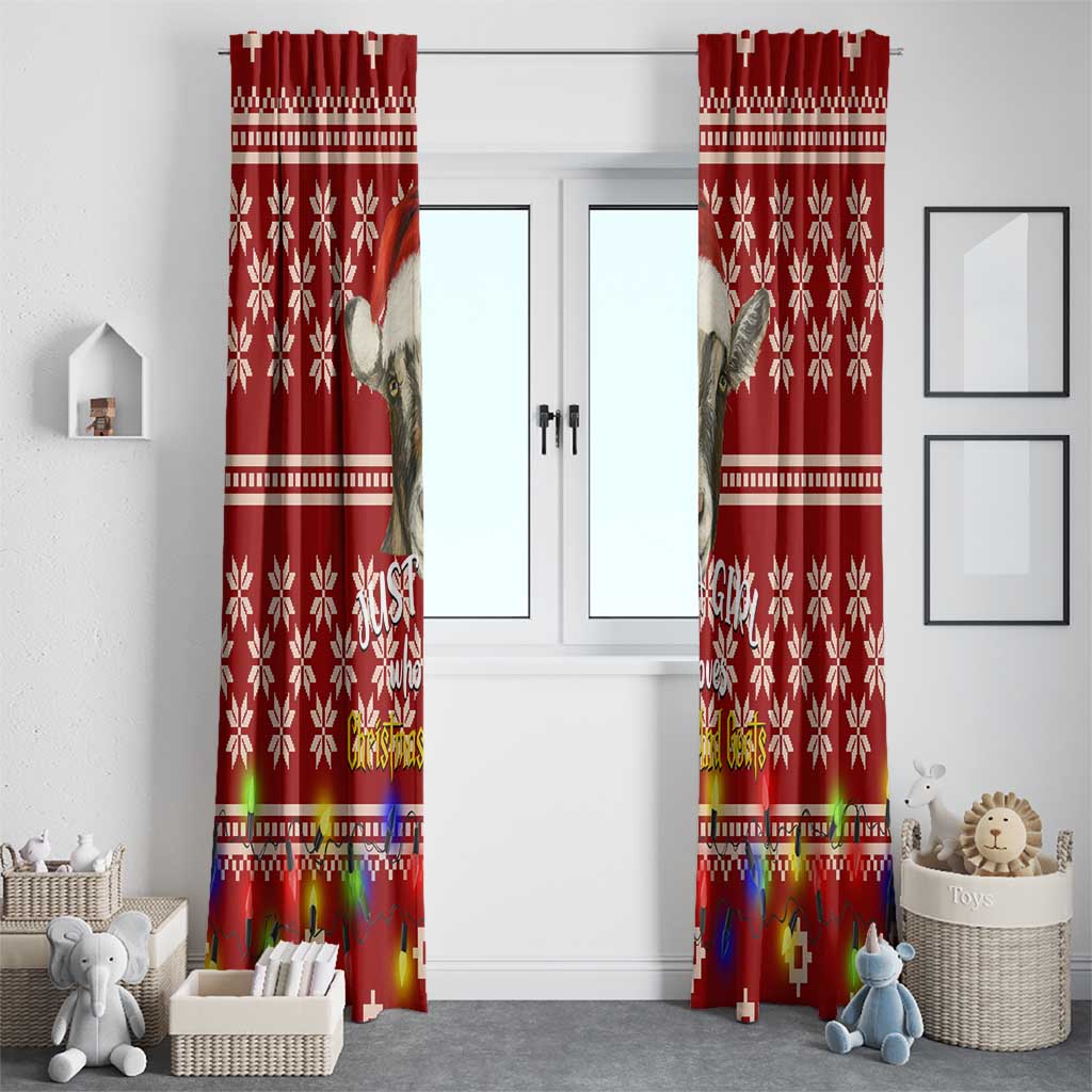 Just A Girl Who Loves Christmas And Goats Ugly Christma Window Curtain Funny Xmas Holiday Patterns - Wonder Print Shop
