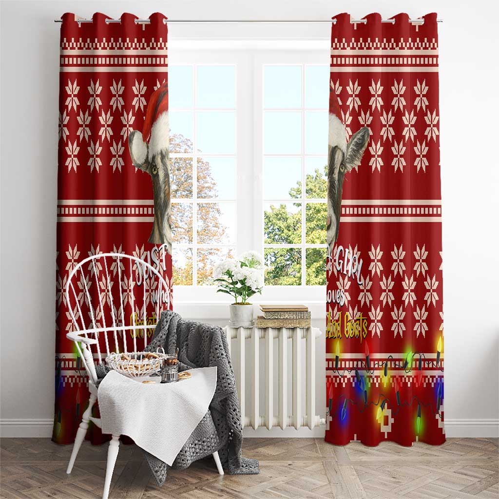 Just A Girl Who Loves Christmas And Goats Ugly Christma Window Curtain Funny Xmas Holiday Patterns - Wonder Print Shop