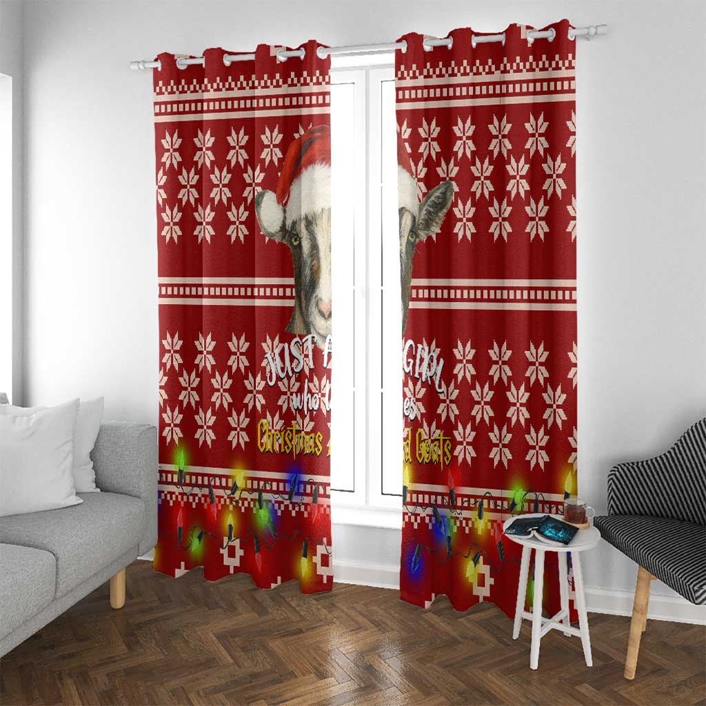 Just A Girl Who Loves Christmas And Goats Ugly Christma Window Curtain Funny Xmas Holiday Patterns - Wonder Print Shop
