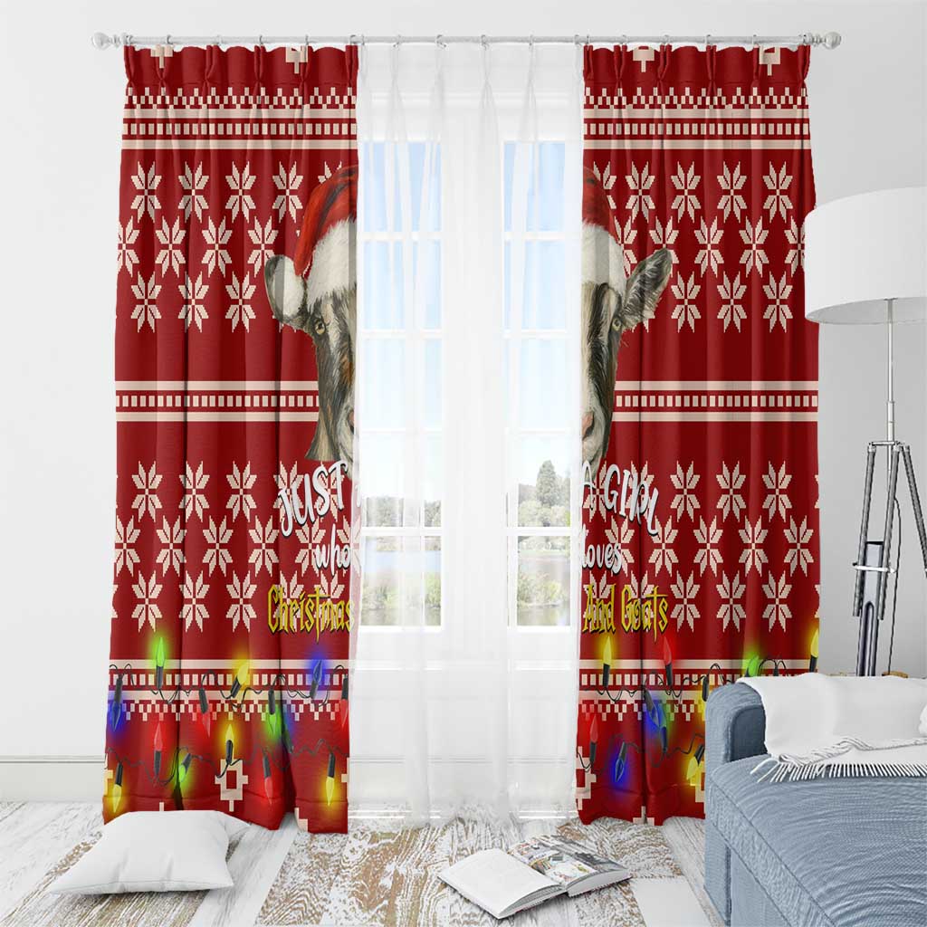 Just A Girl Who Loves Christmas And Goats Ugly Christma Window Curtain Funny Xmas Holiday Patterns - Wonder Print Shop
