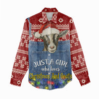 Just A Girl Who Loves Christmas And Goats Ugly Christma Women Casual Shirt Funny Xmas Holiday Patterns - Wonder Print Shop