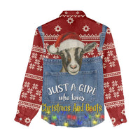 Just A Girl Who Loves Christmas And Goats Ugly Christma Women Casual Shirt Funny Xmas Holiday Patterns - Wonder Print Shop