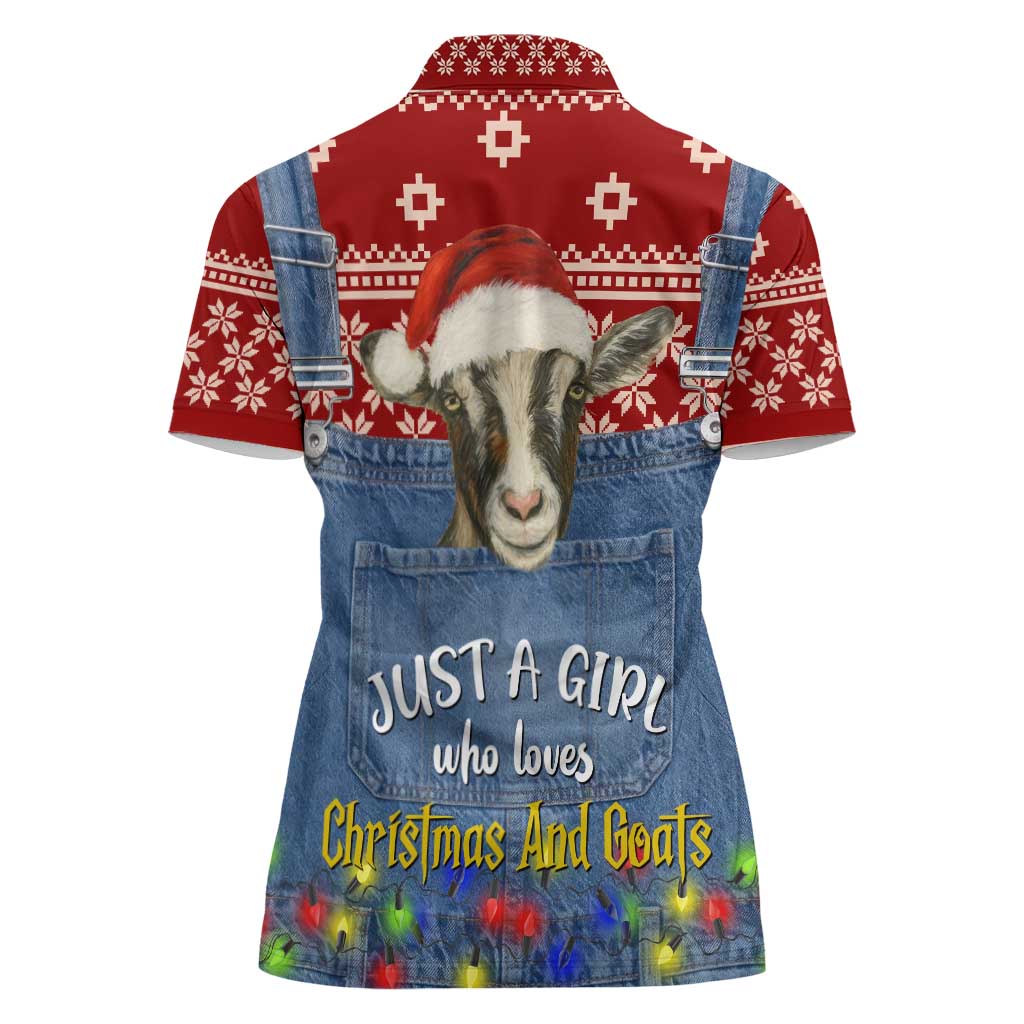 Just A Girl Who Loves Christmas And Goats Ugly Christma Women Polo Shirt Funny Xmas Holiday Patterns - Wonder Print Shop
