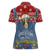 Just A Girl Who Loves Christmas And Goats Ugly Christma Women Polo Shirt Funny Xmas Holiday Patterns - Wonder Print Shop