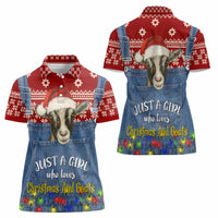 Just A Girl Who Loves Christmas And Goats Ugly Christma Women Polo Shirt Funny Xmas Holiday Patterns - Wonder Print Shop