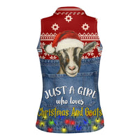 Just A Girl Who Loves Christmas And Goats Ugly Christma Women Sleeveless Polo Shirt Funny Xmas Holiday Patterns - Wonder Print Shop