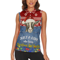 Just A Girl Who Loves Christmas And Goats Ugly Christma Women Sleeveless Polo Shirt Funny Xmas Holiday Patterns - Wonder Print Shop