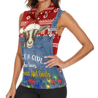 Just A Girl Who Loves Christmas And Goats Ugly Christma Women Sleeveless Polo Shirt Funny Xmas Holiday Patterns - Wonder Print Shop