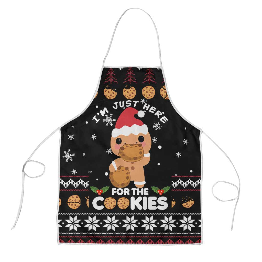 Just Here For The Cookies Christmas Apron Funny Xmas Holiday Patterns - Wonder Print Shop