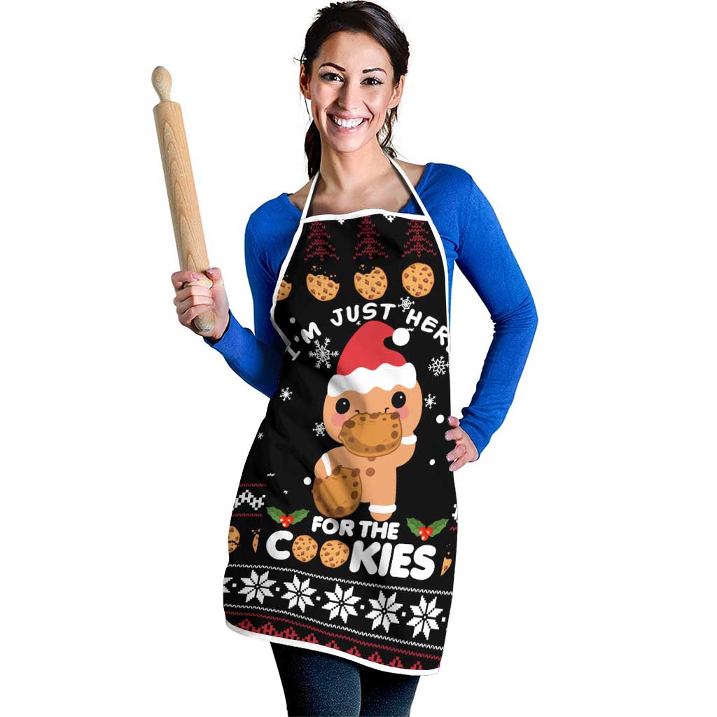 Just Here For The Cookies Christmas Apron Funny Xmas Holiday Patterns - Wonder Print Shop