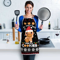 Just Here For The Cookies Christmas Apron Funny Xmas Holiday Patterns - Wonder Print Shop