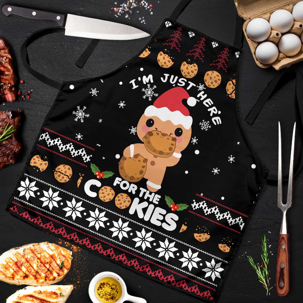 Just Here For The Cookies Christmas Apron Funny Xmas Holiday Patterns - Wonder Print Shop