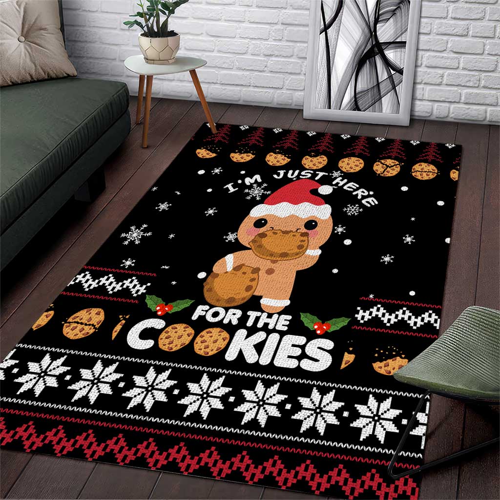 Just Here For The Cookies Christmas Area Rug Funny Xmas Holiday Patterns - Wonder Print Shop