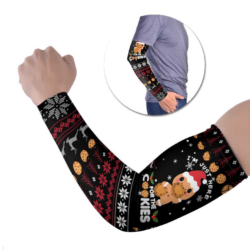 Just Here For The Cookies Christmas Arm Sleeves Funny Xmas Holiday Patterns - Wonder Print Shop