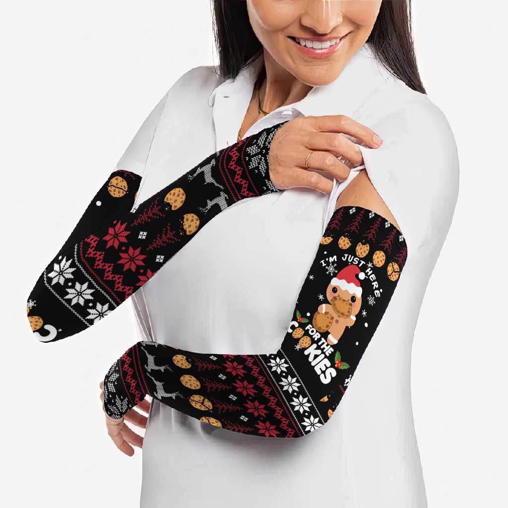 Just Here For The Cookies Christmas Arm Sleeves Funny Xmas Holiday Patterns - Wonder Print Shop