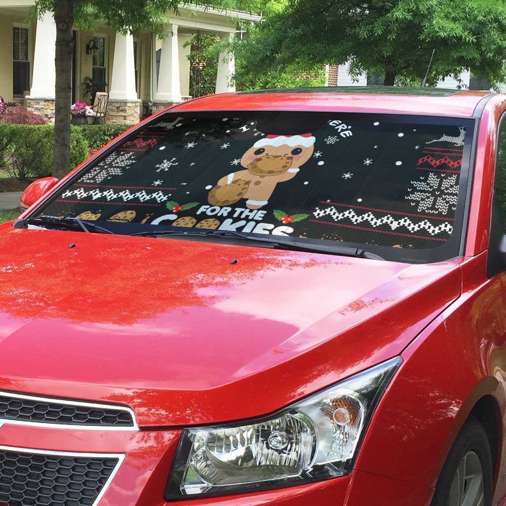 Just Here For The Cookies Christmas Auto Sun Shade Funny Xmas Holiday Patterns - Wonder Print Shop