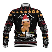 Just Here For The Cookies Christmas Baseball Jacket Funny Xmas Holiday Patterns - Wonder Print Shop