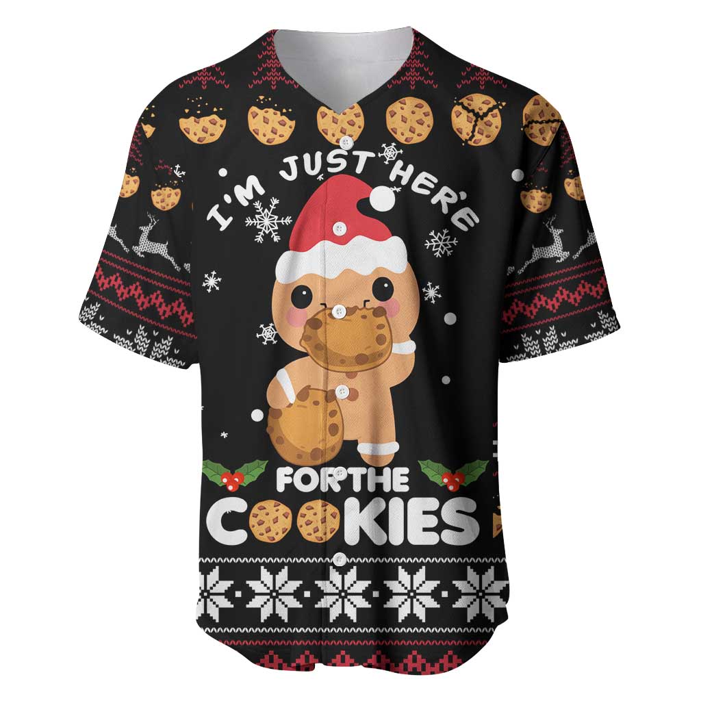 Just Here For The Cookies Christmas Baseball Jersey Funny Xmas Holiday Patterns - Wonder Print Shop