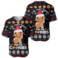 Just Here For The Cookies Christmas Baseball Jersey Funny Xmas Holiday Patterns - Wonder Print Shop