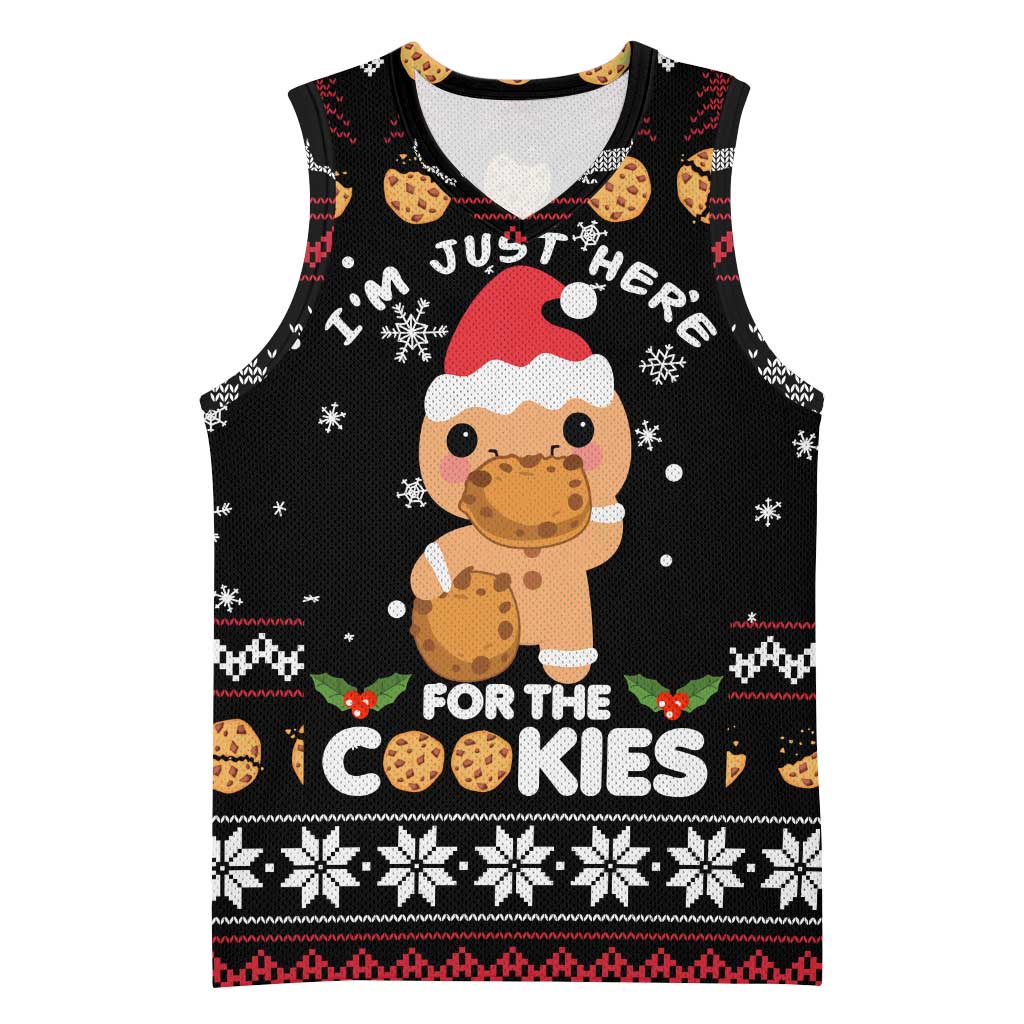 Just Here For The Cookies Christmas Basketball Jersey Funny Xmas Holiday Patterns - Wonder Print Shop
