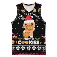 Just Here For The Cookies Christmas Basketball Jersey Funny Xmas Holiday Patterns - Wonder Print Shop