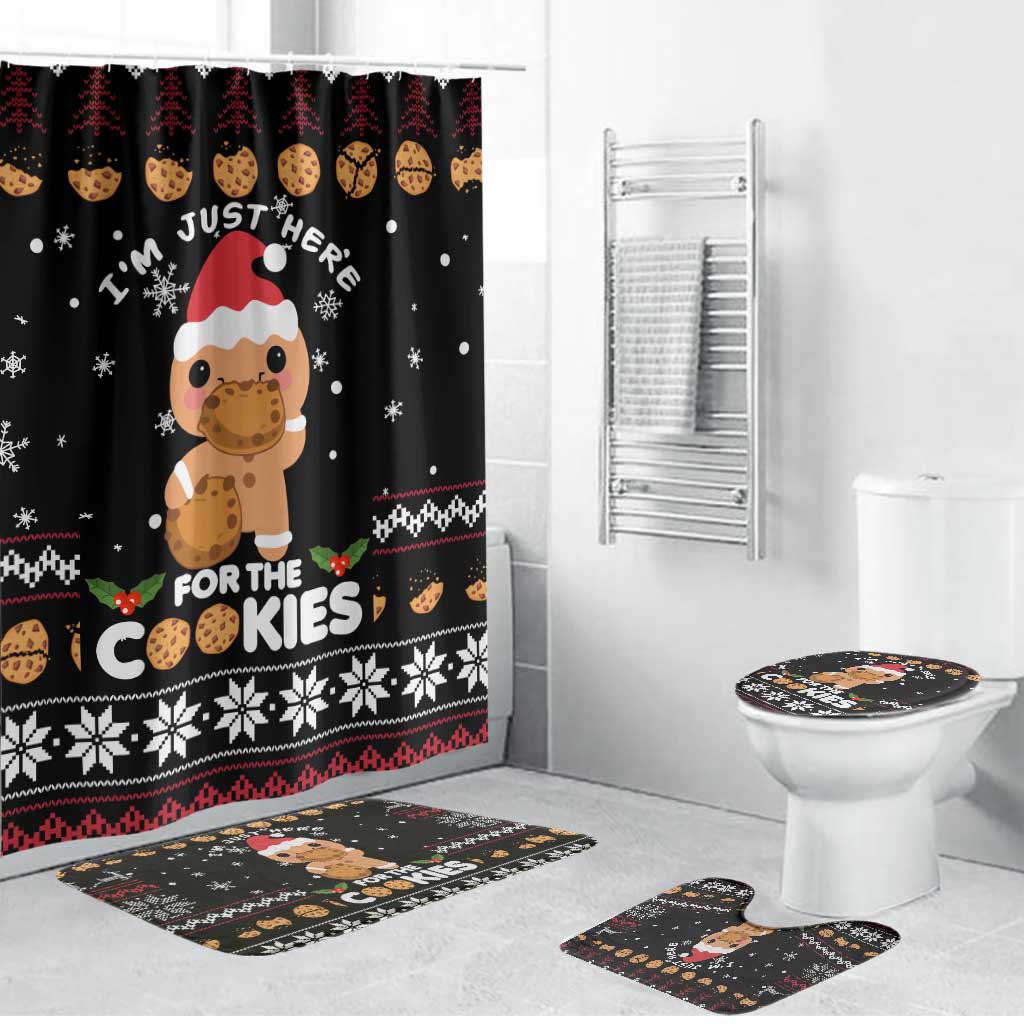 Just Here For The Cookies Christmas Bathroom Set Funny Xmas Holiday Patterns - Wonder Print Shop