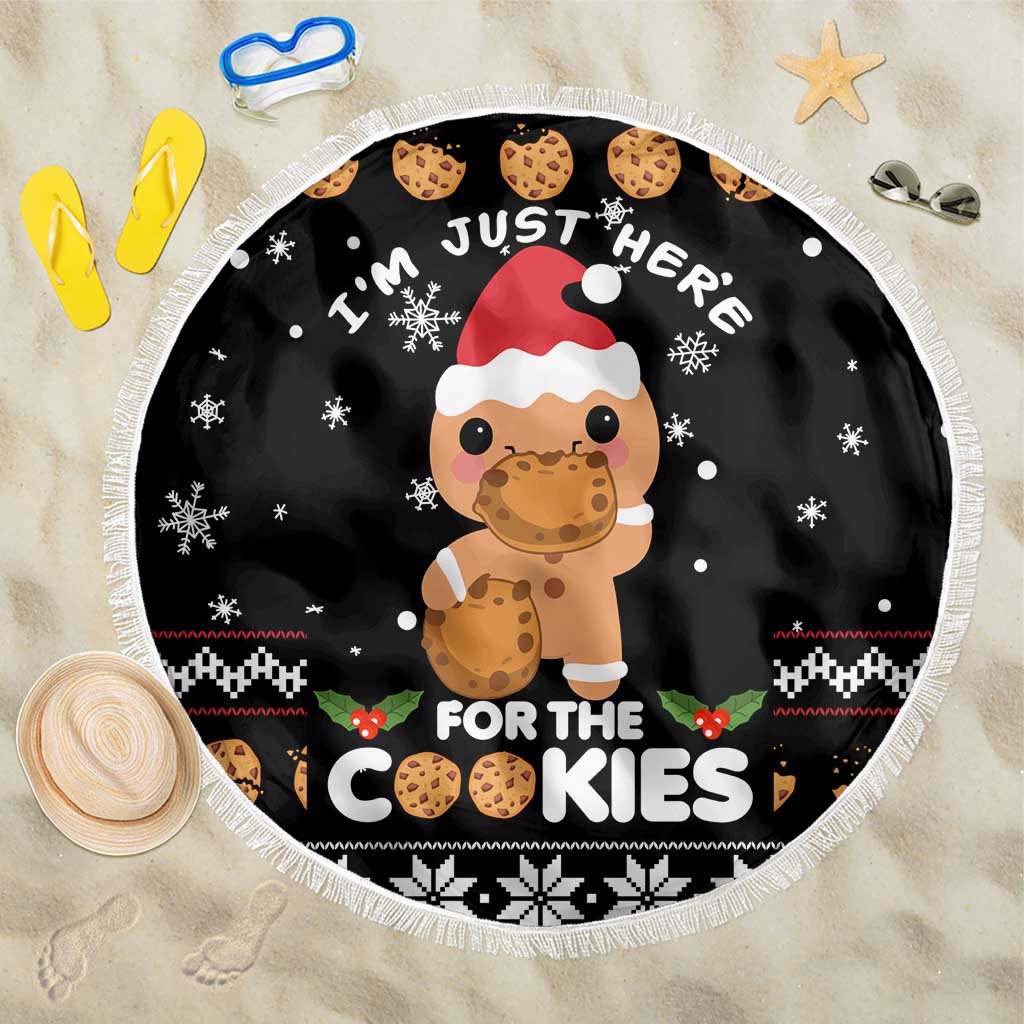 Just Here For The Cookies Christmas Beach Blanket Funny Xmas Holiday Patterns - Wonder Print Shop