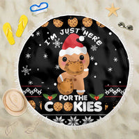 Just Here For The Cookies Christmas Beach Blanket Funny Xmas Holiday Patterns - Wonder Print Shop