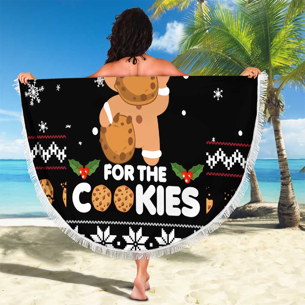 Just Here For The Cookies Christmas Beach Blanket Funny Xmas Holiday Patterns - Wonder Print Shop