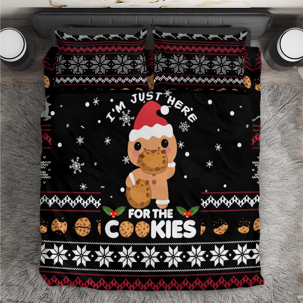 Just Here For The Cookies Christmas Bedding Set Funny Xmas Holiday Patterns - Wonder Print Shop