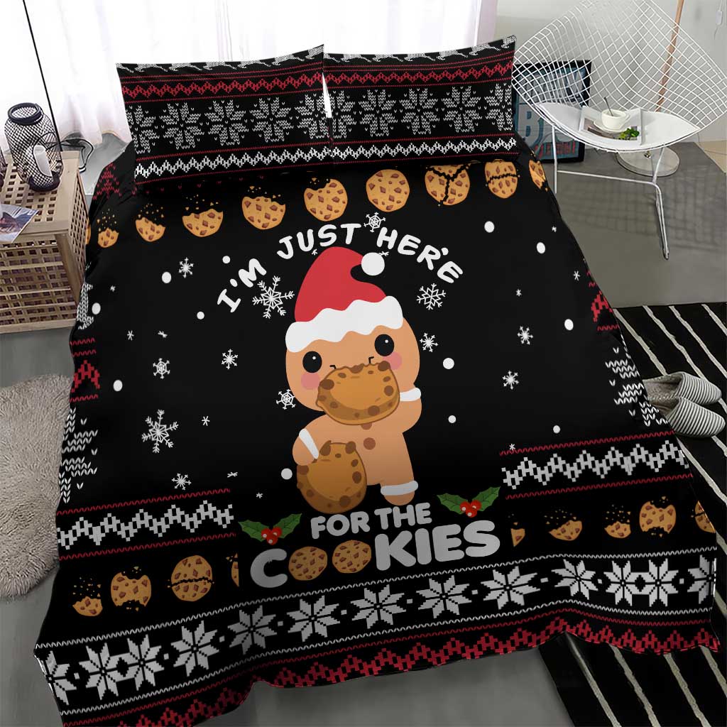 Just Here For The Cookies Christmas Bedding Set Funny Xmas Holiday Patterns - Wonder Print Shop