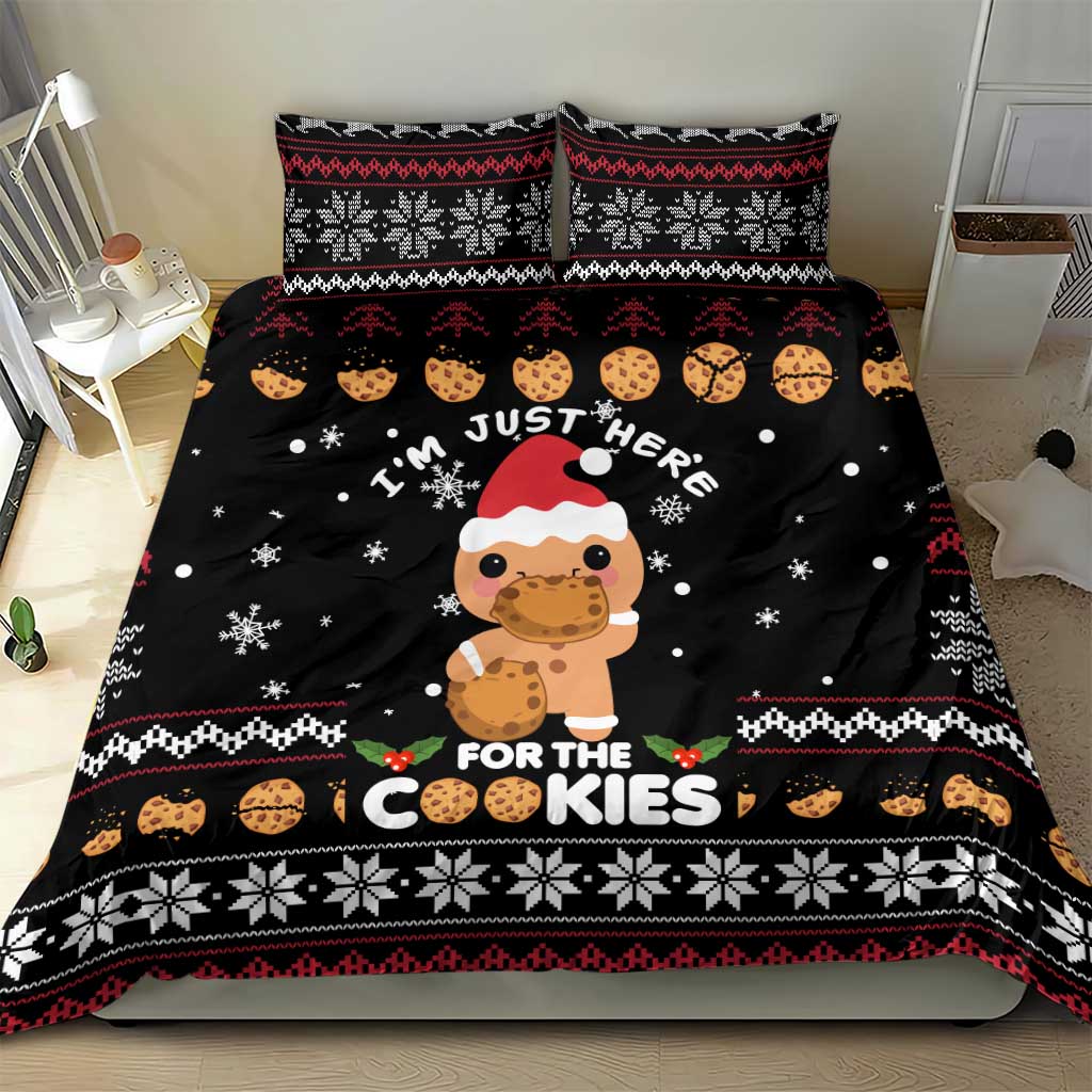 Just Here For The Cookies Christmas Bedding Set Funny Xmas Holiday Patterns - Wonder Print Shop