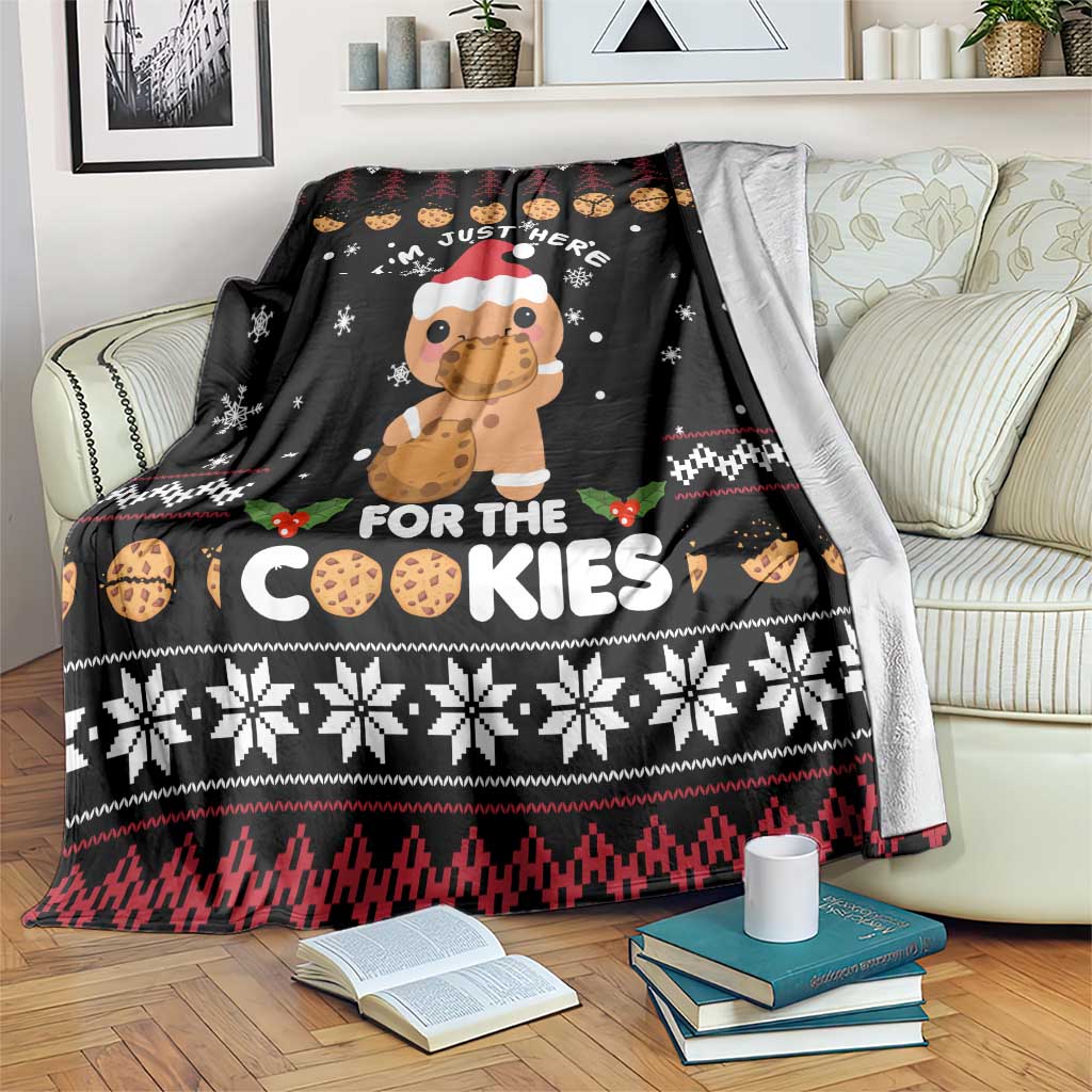 Just Here For The Cookies Christmas Blanket Funny Xmas Holiday Patterns - Wonder Print Shop