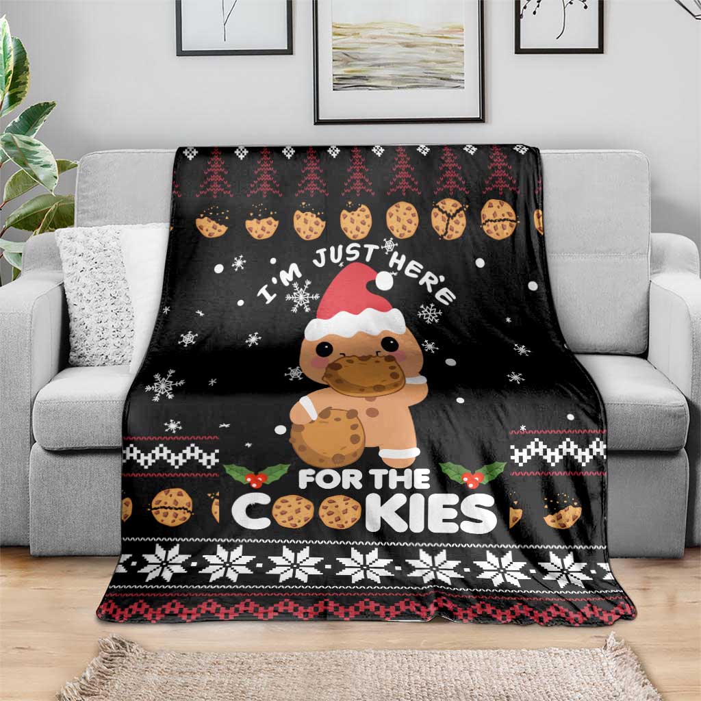 Just Here For The Cookies Christmas Blanket Funny Xmas Holiday Patterns - Wonder Print Shop