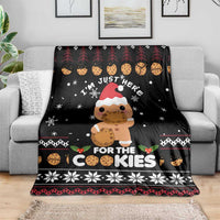 Just Here For The Cookies Christmas Blanket Funny Xmas Holiday Patterns - Wonder Print Shop