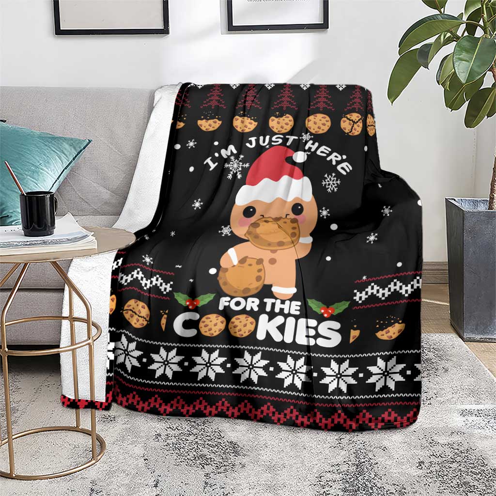 Just Here For The Cookies Christmas Blanket Funny Xmas Holiday Patterns - Wonder Print Shop