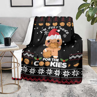 Just Here For The Cookies Christmas Blanket Funny Xmas Holiday Patterns - Wonder Print Shop