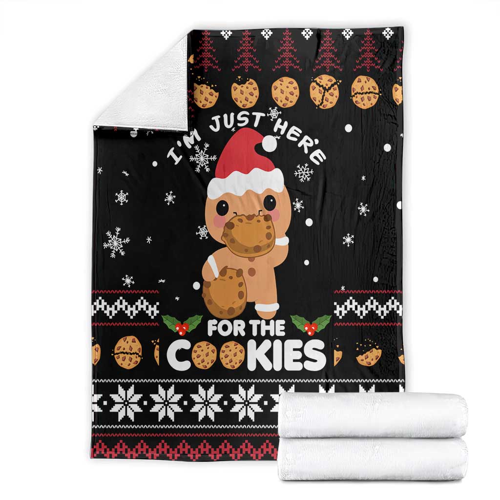 Just Here For The Cookies Christmas Blanket Funny Xmas Holiday Patterns - Wonder Print Shop