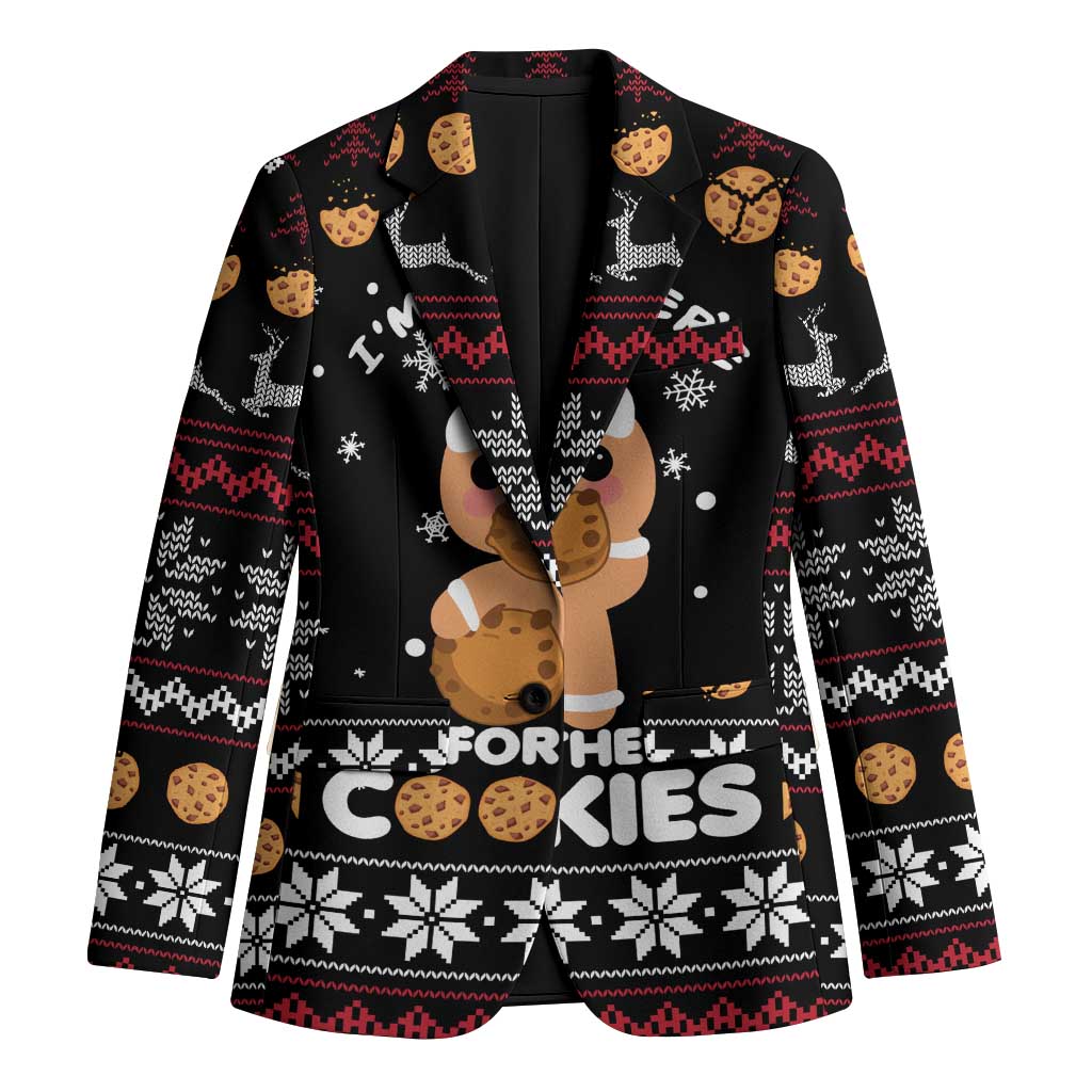 Just Here For The Cookies Christmas Blazer Funny Xmas Holiday Patterns - Wonder Print Shop