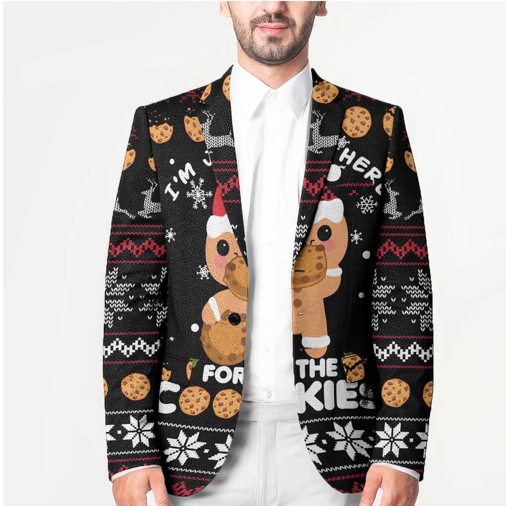 Just Here For The Cookies Christmas Blazer Funny Xmas Holiday Patterns - Wonder Print Shop
